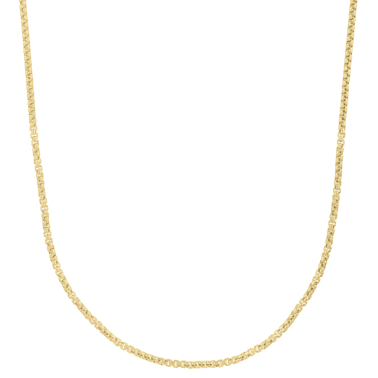 10K Yellow Gold 2.5mm 16 Solid Round Box Chain with Lobster Clasp