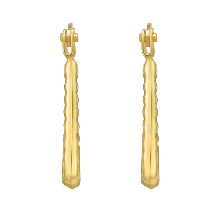 14K Yellow Gold Polished Tube Hoop Earrings with Hinged Clasp
