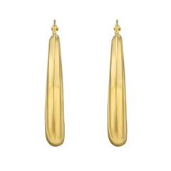 14K Yellow Gold Polished Round Hoop Earrings with Hinged Clasp