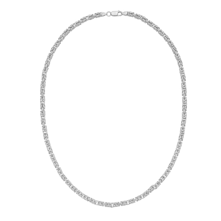 Sterling Silver 24 4.2mm Lite Square Byzantine Chain with Lobster Clasp