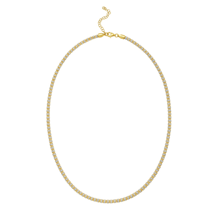 Silver with Gold Plating 22 Fancy Ice Chain with Pear Shaped Lobster Clasp