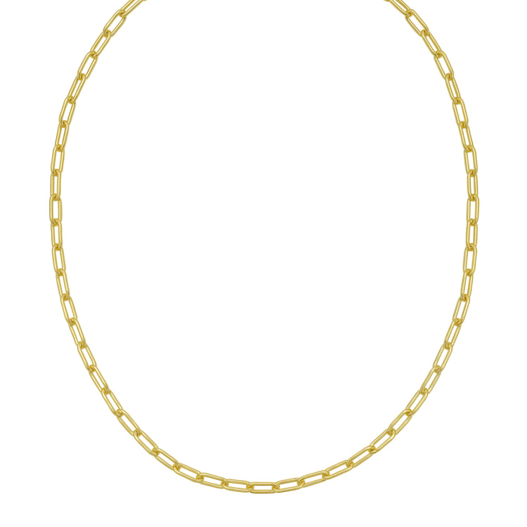 Silver with Gold Plating 20 5.2mm Round Link Paperclip Chain with Lobster Clasp