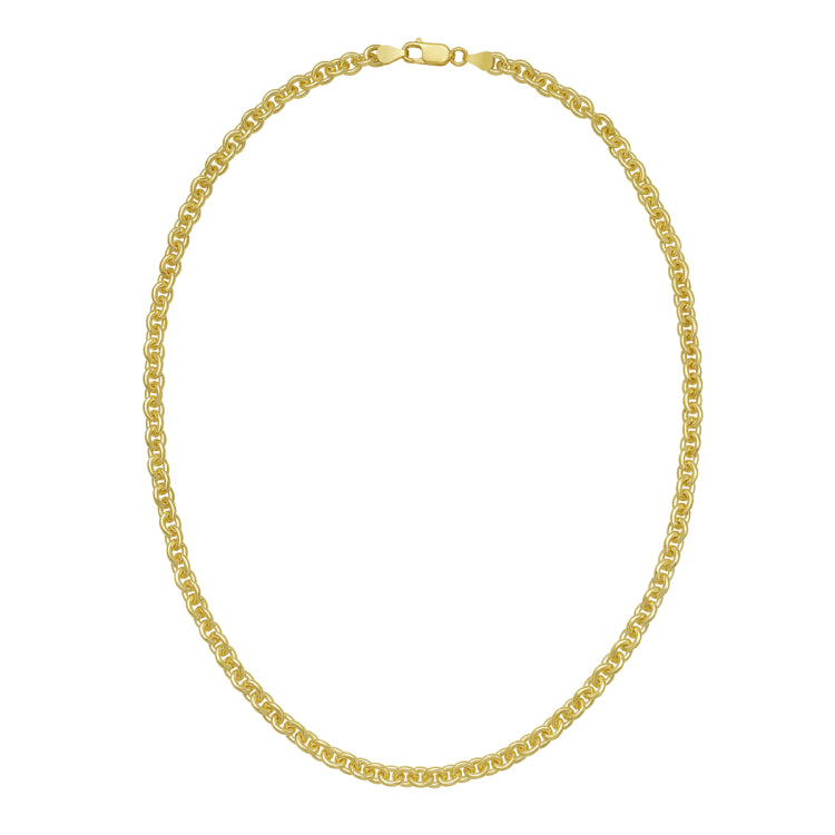 Silver with Gold Plating 7.25 5.7mm Classic Rolo Chain with Lobster Clasp