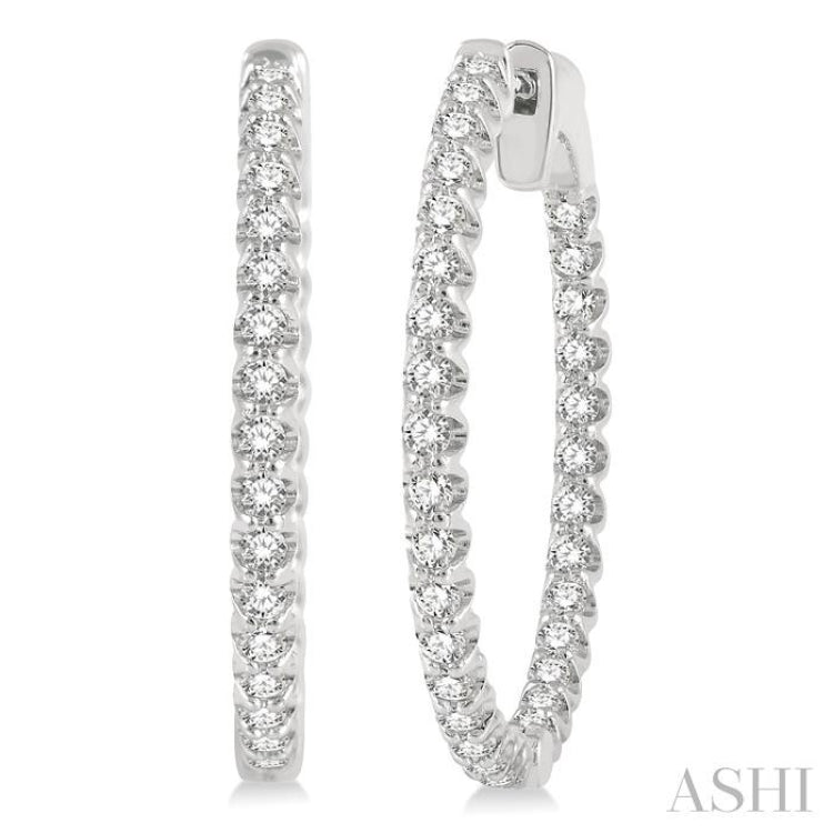 1 Ctw Inside-Out Round Cut Diamond Hoop Earrings in 14K White Gold
