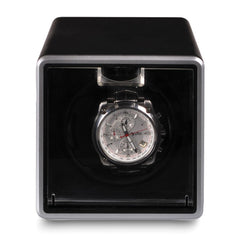 Rotations Black Metal Velveteen Lined Single Watch Winder (AC or Batteries)