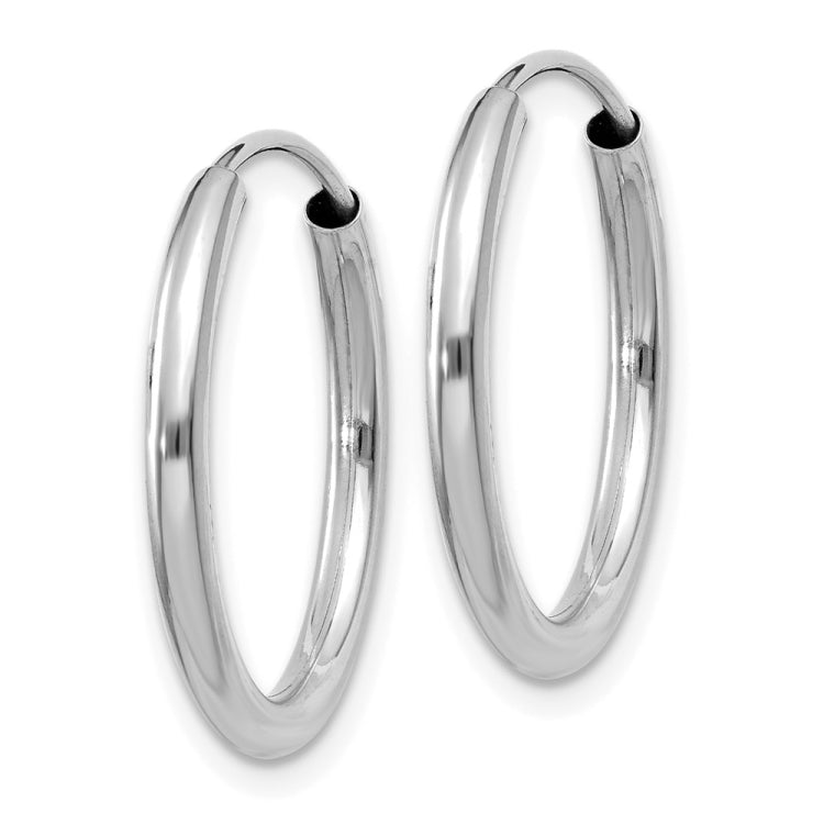 14k White Gold 2x20mm Polished Round Endless Tube Hoop Earrings