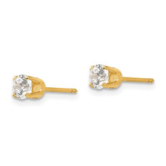 14k 4mm Round CZ Stud Earrings