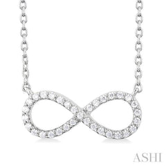 1/10 Ctw Round Cut Diamond Infinity Petite Pendant With Chain in 14K White Gold