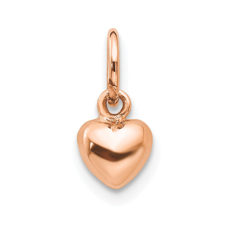 14K Rose Polished 3-D Puffed Heart Charm