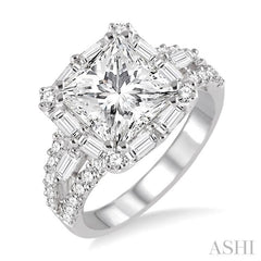 1 1/3 Ctw Diamond Semi-mount Engagement Ring in 14K White Gold