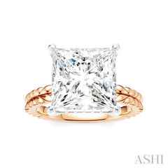 1/8 Ctw Princess Shape Round Cut Diamond Semi-Mount Engagement Ring in 14K Rose and White Gold