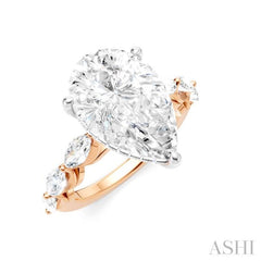 1 Ctw Pear Shape Marquise and Round Cut Diamond Semi-Mount Engagement Ring in 14K Rose and White Gold