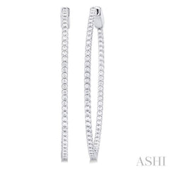 1 Ctw Inside & Outside Round Cut Diamond Hoop Earrings in 14K White Gold