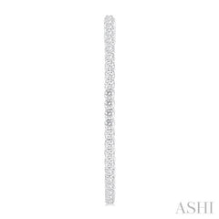3 Ctw Inside & Outside Round Cut Diamond Hoop Earrings in 14K White Gold