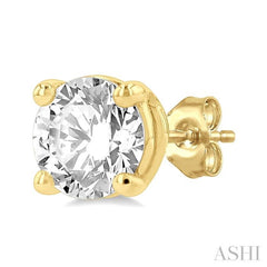 1 1/4 Ctw Round Cut Diamond Stud Earring in 14K Yellow Gold