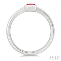 6X4 MM Octagon Shape Ruby Precious Solitaire Ring in 14K White Gold