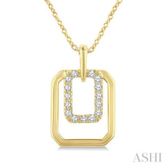 1/10 Ctw Nested Octagonal Frame Round Cut Golden Glow Diamond Fashion Drop Petite Pendant With Chain in 10K Yellow Gold