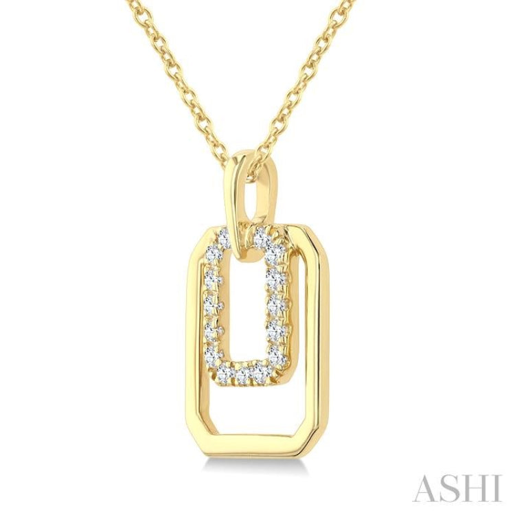 1/10 Ctw Nested Octagonal Frame Round Cut Golden Glow Diamond Fashion Drop Petite Pendant With Chain in 10K Yellow Gold
