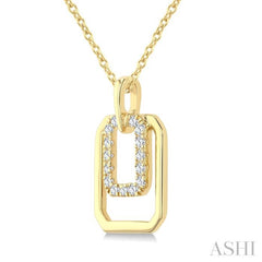 1/10 Ctw Nested Octagonal Frame Round Cut Golden Glow Diamond Fashion Drop Petite Pendant With Chain in 10K Yellow Gold