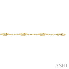 1/5 Ctw Mariner Link Round Cut Diamond Station Bracelet in 14K Yellow Gold