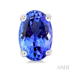 6X4MM Oval Cut Tanzanite Precious Stud Earrings in 14K White Gold