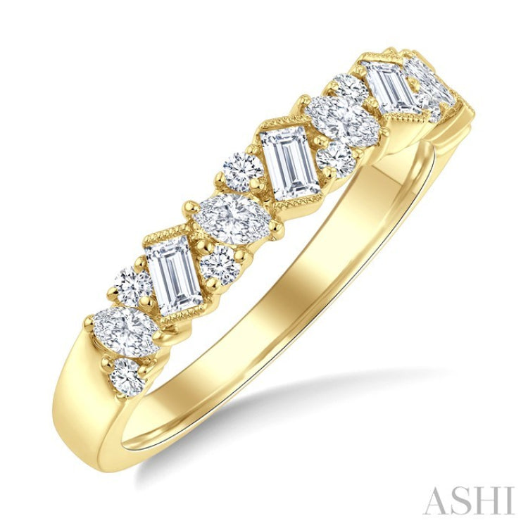 5/8 Ctw Zigzag Mixed Diamond Cut Fashion Band in 14K Yellow Gold