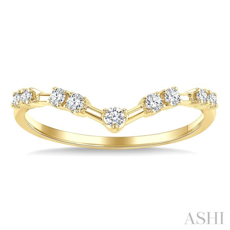 1/5 Ctw Chevron Spaced Round Cut Diamond Fashion Band in 14K Yellow Gold
