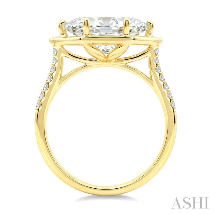 1/10 Ctw East-West Marquise Shape Round Cut Diamond Semi Mount Engagement Ring in 14K Yellow Gold