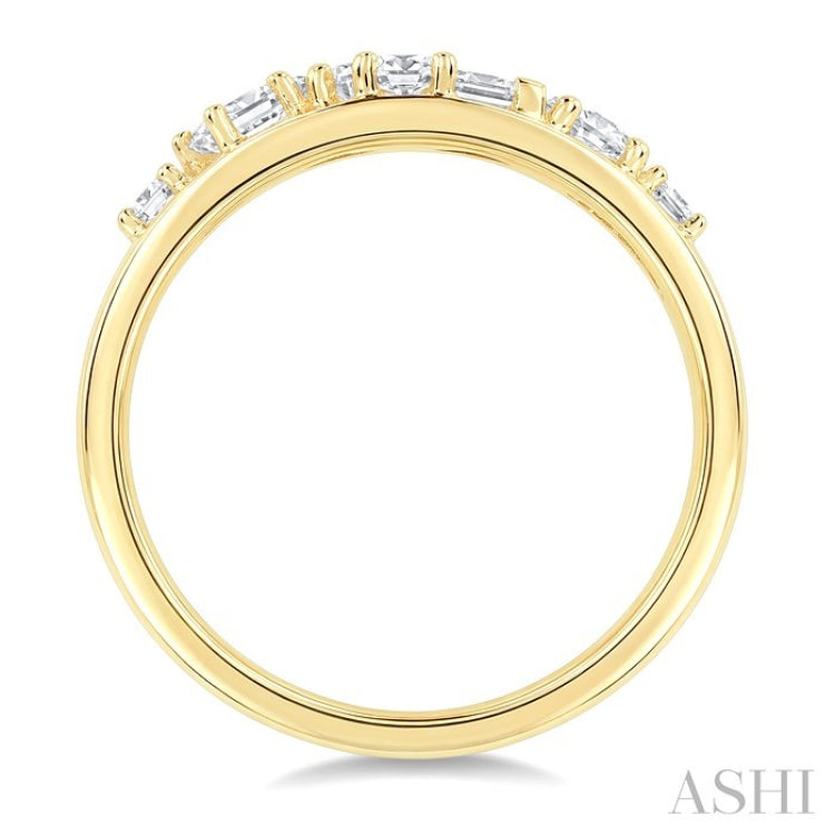 3/4 Ctw Mixed Diamond Cut Fashion Band in 14K Yellow Gold