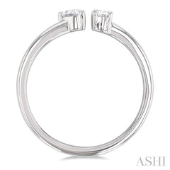 1/3 Ctw Toi Et Moi Oval and Pear Cut Diamond Open Fashion Ring in 14K White Gold