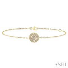 1/6 Ctw Petite Circular Disc Round Cut Diamond Fashion Bracelet in 10K Yellow Gold