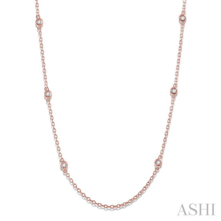 1/5 Ctw Round Cut Diamond Fashion Necklace in 14K Rose Gold