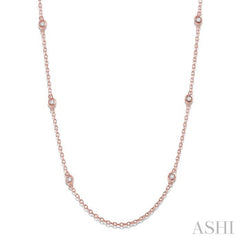 1/5 Ctw Round Cut Diamond Fashion Necklace in 14K Rose Gold
