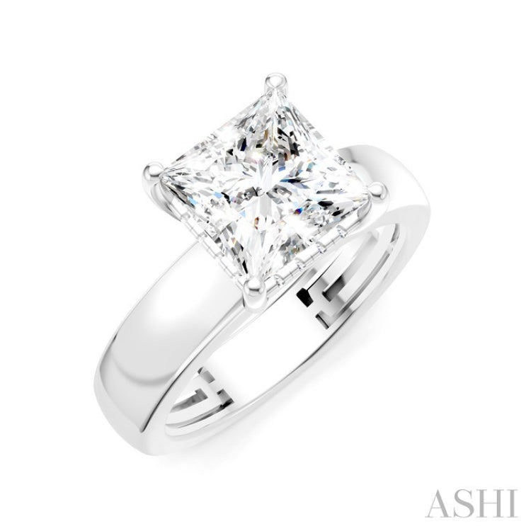 1/10 Ctw Princess Shape Round Cut Diamond Semi-Mount Engagement Ring in 14K White Gold