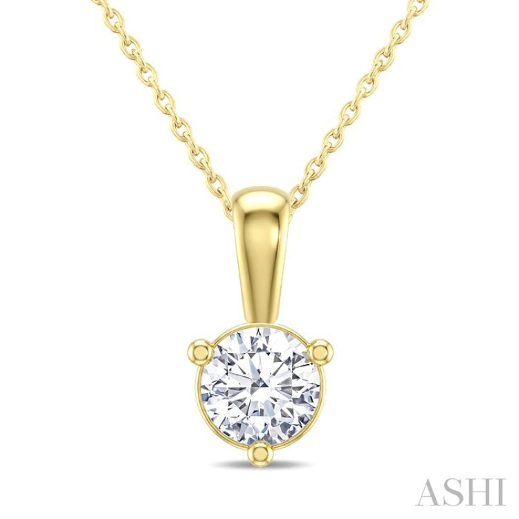 1/4 Ctw Round Cut Diamond Martini Solitaire Pendant With Chain in 14K Yellow Gold