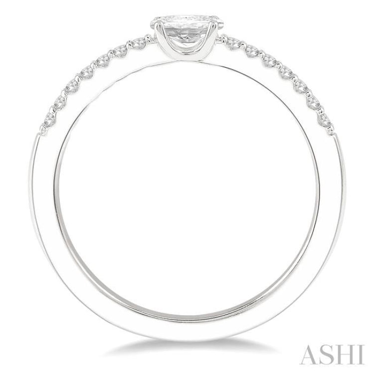 1/3 Ctw Oval Cut & Round Cut Diamond East West Ring in 14K White Gold