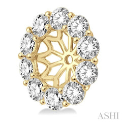 2 Ctw Round Cut Diamond Earrings Jacket in 14K Yellow Gold