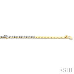 1 1/6 Ctw Oval and Round Cut Diamond Tennis Bracelet in 14K Yellow Gold