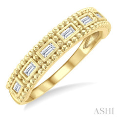 1/5 Ctw Ball Bead Designing Baguette Cut Diamond Fashion Band in 14K Yellow Gold