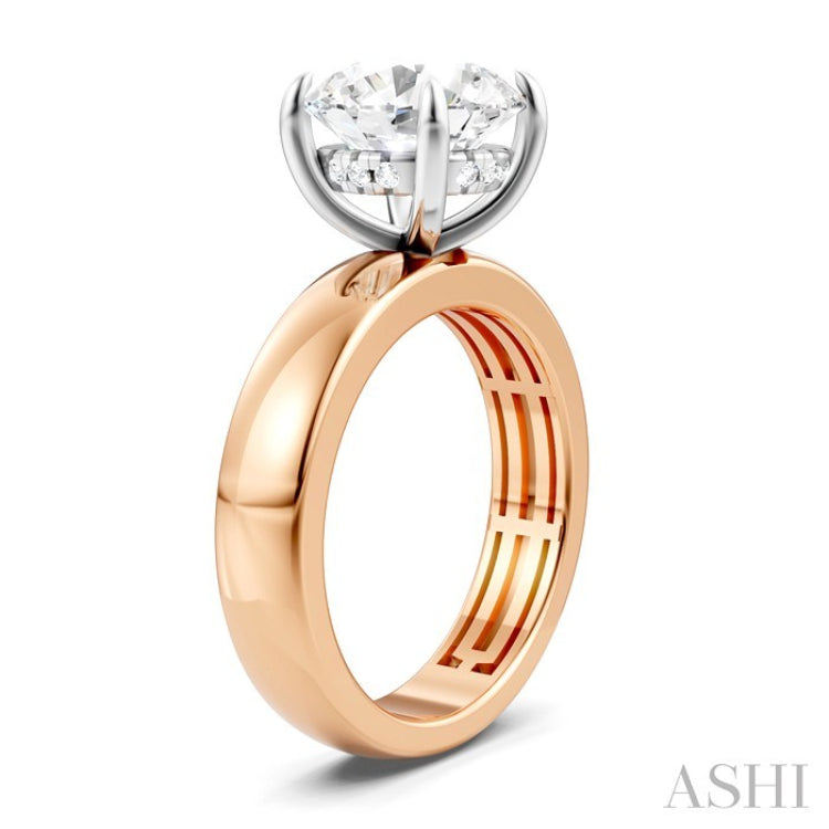1/20 Ctw Round Shape Round Cut Diamond Semi-Mount Engagement Ring in 14K Rose and White Gold