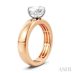 1/20 Ctw Oval Shape Round Cut Diamond Semi-Mount Engagement Ring in 14K Rose and White Gold