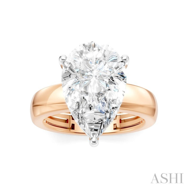 1/6 Ctw Pear Shape Round Cut Diamond Semi-Mount Engagement Ring in 14K Rose and White Gold