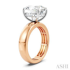 1/8 Ctw Oval Shape Round Cut Diamond Semi-Mount Engagement Ring in 14K Rose and White Gold