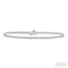 1 Ctw Square Shape Round Cut Diamond Tennis Bracelet in 18K White Gold