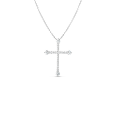 TINY TREASURES MEDIUM PAVE AND DIAMOND ENDS CROSS NECKLACE