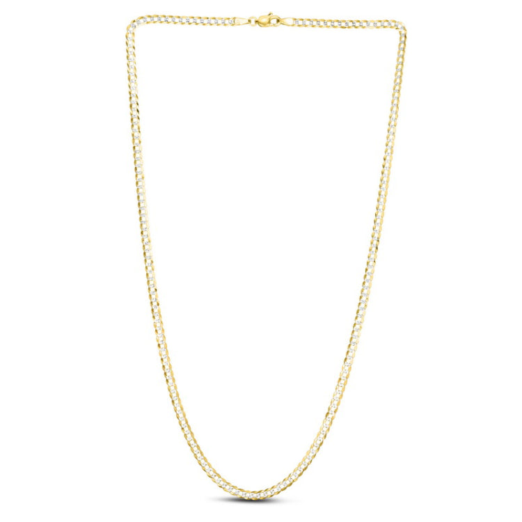 14K Gold 3.2mm White Pave Curb Chain 