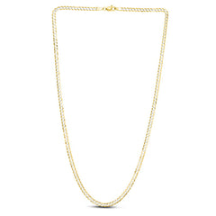 14K Gold 3.2mm White Pave Curb Chain 