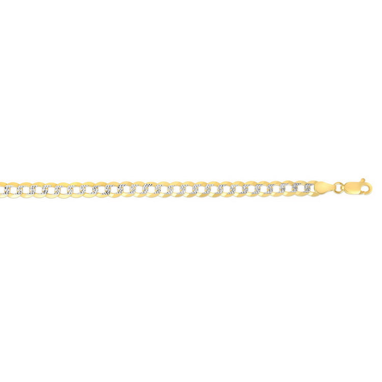 14K Gold 5.7mm White Pave Curb Chain 