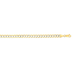 14K Gold 5.7mm White Pave Curb Chain 