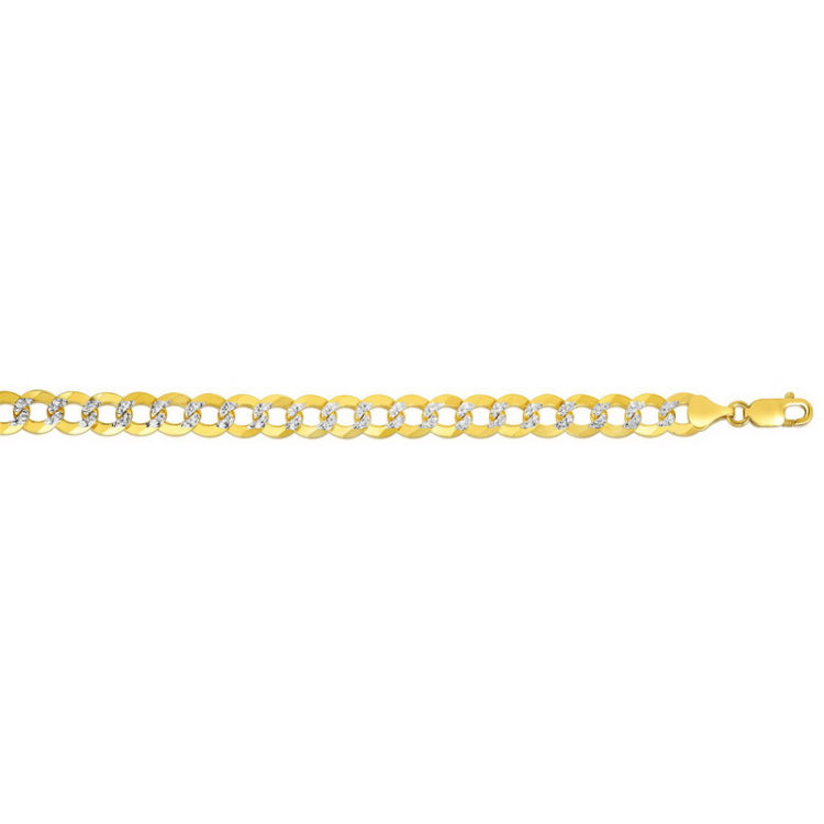 14K Gold 9.7mm White Pave Curb Chain 